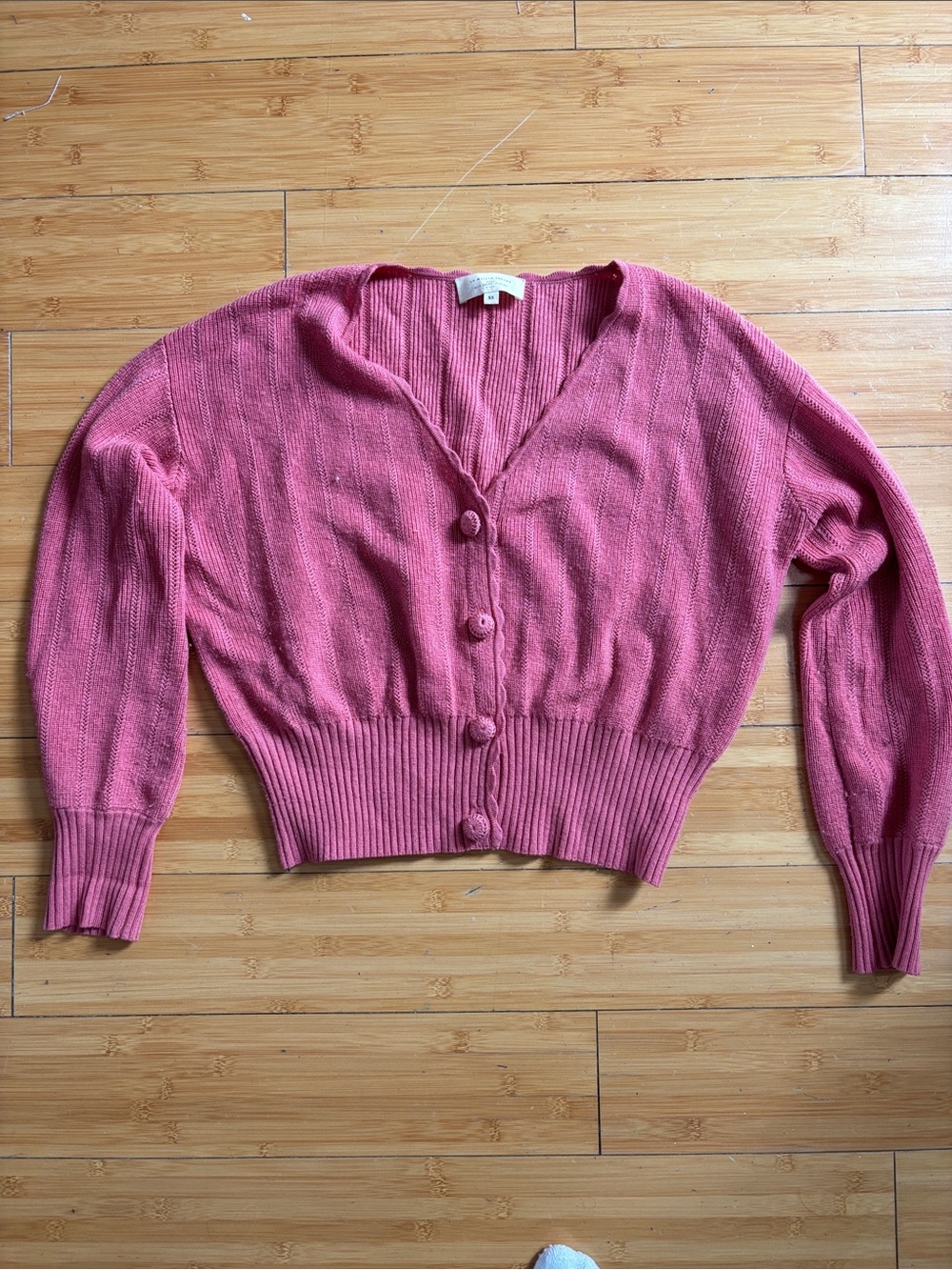 Sezane Pink Button-Front V-Neck Sweater Cardigan